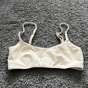 TJ SWIM Cream Ribbed Bikini Top
